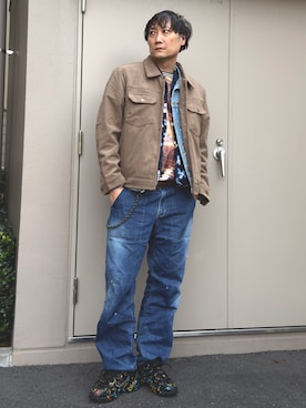 「JUNRED（ジュンレッド）のアイテム」を使った、まっちゃんさん（メンズ・183cm）の春コーディネート