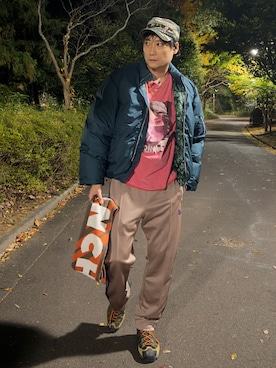 「アイテム（ダウンジャケット/コート）」を使った、まっちゃんさん（メンズ・183cm）の秋コーディネート