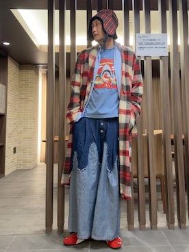 「niko and...（ニコアンド）の【LA FOOD SHOP】Broad Street Oyster Co.コラボTシャツ（Tシャツ/カットソー）」を使った、まっちゃんさん（メンズ・183cm）の秋コーディネート