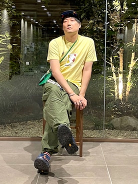 「glamb（グラム）のアイテム（ブーツ）」を使った、まっちゃんさん（メンズ・183cm）の夏コーディネート