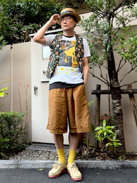 「CA4LA（カシラ）のアイテム（帽子）」を使った、まっちゃんさん（メンズ・183cm）の秋コーディネート
