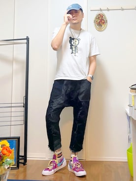 「アイテム（スニーカー）」を使った、まっちゃんさん（メンズ・183cm・40代）の夏コーディネート