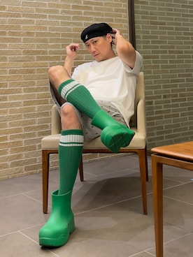 「アイテム（帽子）」を使った、まっちゃんさん（メンズ・183cm・40代）の夏コーディネート