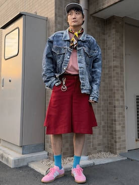「アイテム（キャップ）」を使った、まっちゃんさん（メンズ・183cm）の春コーディネート