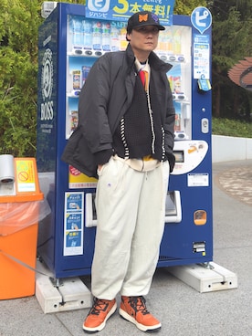 「アイテム（ダウンジャケット/コート）」を使った、まっちゃんさん（メンズ・183cm）の秋コーディネート