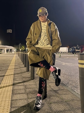 「アイテム（キャップ）」を使った、まっちゃんさん（メンズ・183cm）の春コーディネート