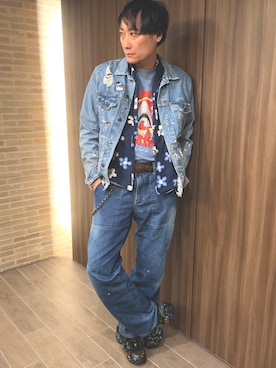 「JUNRED（ジュンレッド）のアイテム」を使った、まっちゃんさん（メンズ・183cm）の春コーディネート