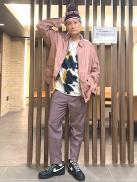 「Aphlotus（アプロタス）のタイダイ染 クルーネック H/S カットソー（Tシャツ/カットソー）」を使った、まっちゃんさん（メンズ・183cm）の秋コーディネート