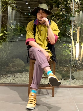 「LAKOLE（ラコレ）のアイテム（ソックス/靴下）」を使った、まっちゃんさん（メンズ・183cm）の秋コーディネート