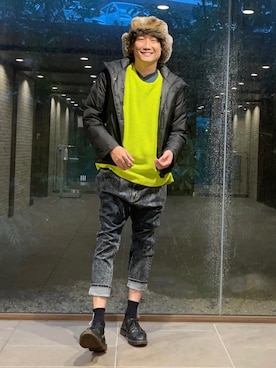 「LIDNM（リドム）のアイテム（ダウンジャケット/コート）」を使った、まっちゃんさん（メンズ・183cm）の冬コーディネート