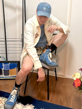 「アイテム（帽子）」を使った、まっちゃんさん（メンズ・183cm）の夏コーディネート