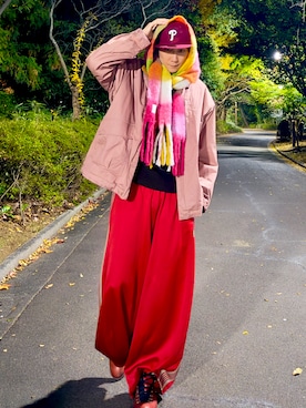 「アイテム（キャップ）」を使った、まっちゃんさん（メンズ・183cm）の冬コーディネート