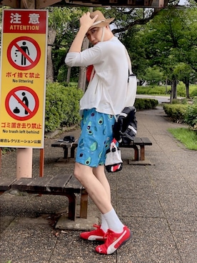 「ハット」｜まっちゃんさん（メンズ・183cm）の夏コーディネート
