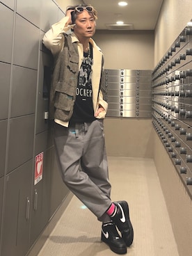 「アイテム（レッグウェア）」を使った、まっちゃんさん（メンズ・183cm）の秋コーディネート