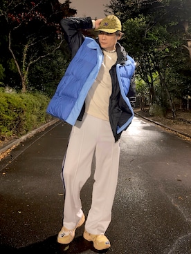 「アイテム（ナイロンジャケット）」を使った、まっちゃんさん（メンズ・183cm）の秋コーディネート