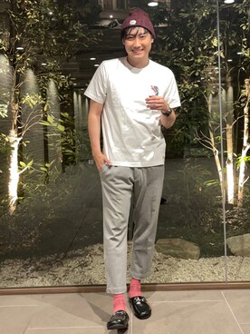 「glamb（グラム）のアイテム（ニットキャップ/ビーニー）」を使った、まっちゃんさん（メンズ・183cm）の夏コーディネート