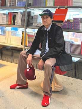 「アイテム（キャップ）」を使った、まっちゃんさん（メンズ・183cm・40代）の秋コーディネート