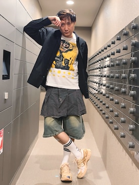 「アイテム（スカート）」を使った、まっちゃんさん（メンズ・183cm）の秋コーディネート