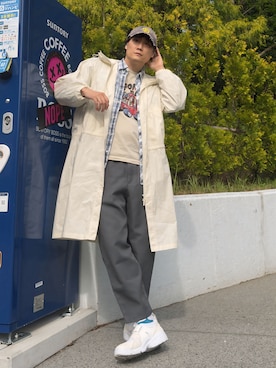 「アイテム（キャップ）」を使った、まっちゃんさん（メンズ・183cm）の春コーディネート