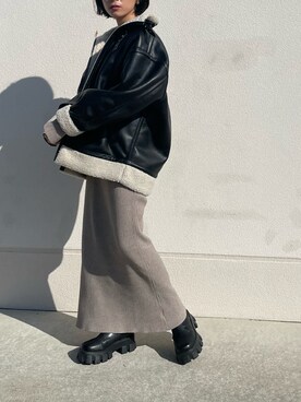 「EVRIS（エヴリス）のアイテム（ブルゾン）」を使った、yunaさん（レディース・150cm）の冬コーディネート