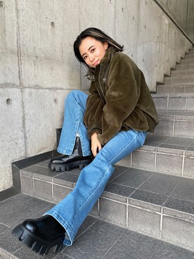 「EVRIS（エヴリス）のアイテム（ブルゾン）」を使った、yunaさん（レディース・150cm）の秋コーディネート