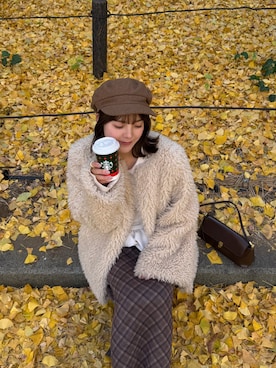 「アイテム（キャスケット）」を使った、sayaさん（レディース・156cm）の冬コーディネート