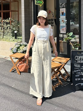 「アイテム（サロペット/オーバーオール）」を使った、sayaさん（レディース・156cm）の夏コーディネート