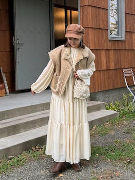 「アイテム（キャスケット）」を使った、sayaさん（レディース・156cm）の秋コーディネート