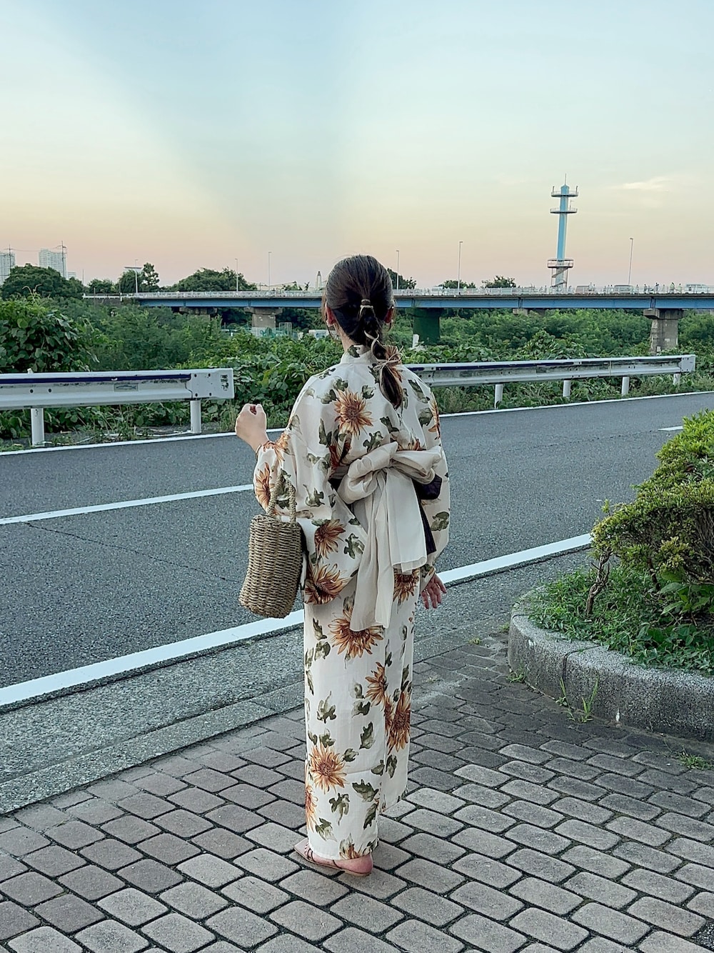 「浴衣、浴衣女子、夏コーデ、夏祭り、淡色コーデ、淡色女子、かごバッグ、プチプラ、プチプラコーデ、お祭り、休日スタイル」｜「SM2のアイテム（バッグ、ホワイト系）」を使った、sayaさん（骨格ストレート・レディース・156cm）の夏コーディネートの1枚目の写真