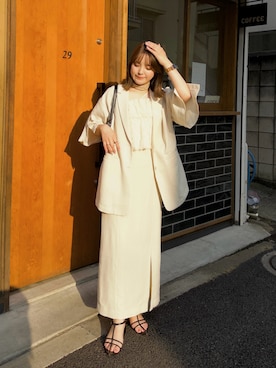 「アイテム（ジャケット/アウター、ホワイト系）」を使った、sayaさん（レディース・156cm）の夏コーディネート