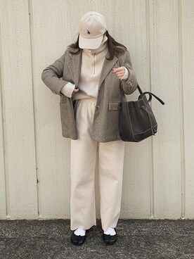 「DHOLIC（ディーホリック）のアイテム（キャップ）」を使った、sayaさん（レディース・156cm）の冬コーディネート