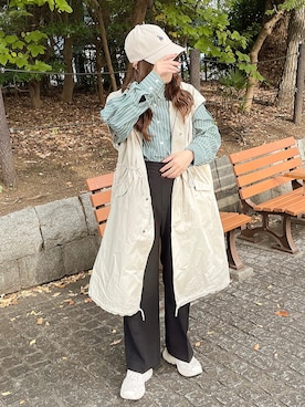 「秋コーデ」｜「アイテム（ミリタリージャケット）」を使った、sayaさん（レディース・156cm）の秋コーディネート
