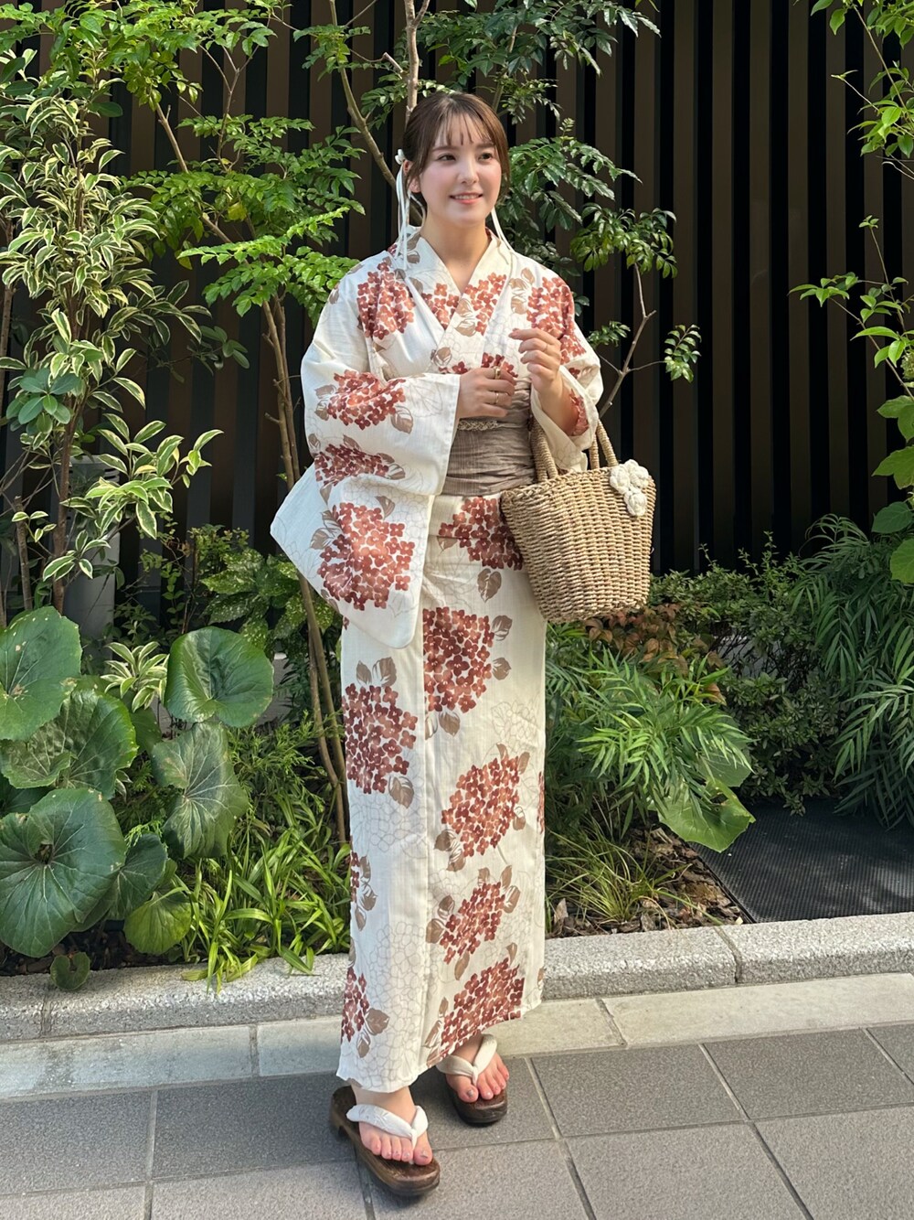 hinari × utatane浴衣セット 紫陽花　テラコッタ　FREE hinari × utatane浴衣セット 紫陽花 テラコッタ FREE - メルカリ