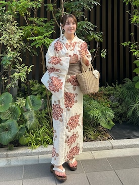 「アイテム（浴衣）」を使った、sayaさん（レディース・156cm）の夏コーディネート
