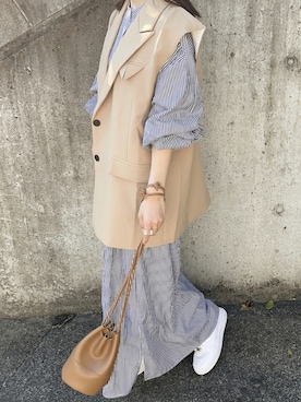 「ストライプワンピース」｜sayaさん（レディース・156cm）の秋コーディネート