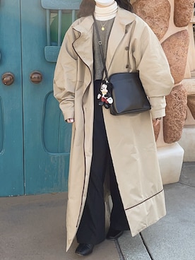 「アイテム（トレンチコート）」を使った、sayaさん（レディース・156cm）の冬コーディネート