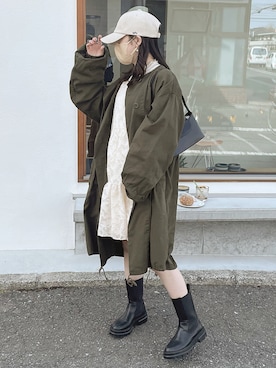 「DHOLIC（ディーホリック）のアイテム（キャップ）」を使った、sayaさん（レディース・156cm）の春コーディネート