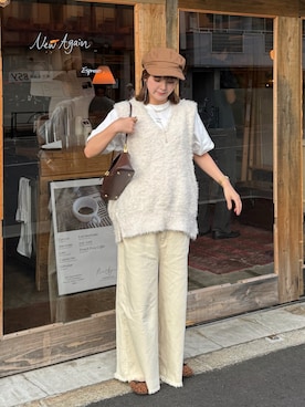 「アイテム（キャスケット）」を使った、sayaさん（レディース・156cm）の秋コーディネート