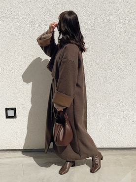 「アイテム（その他アウター、ブラウン系）」を使った、sayaさん（レディース・156cm）の春コーディネート
