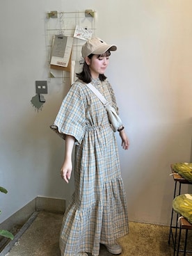 「DHOLIC（ディーホリック）のアイテム（キャップ）」を使った、sayaさん（レディース・156cm）の夏コーディネート