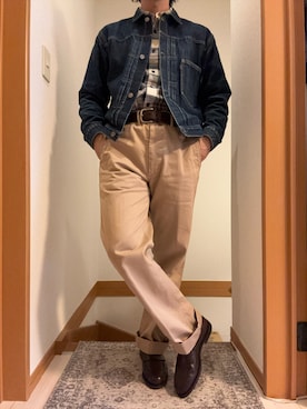 「アイテム（デニムジャケット）」を使った、tjさん（メンズ・168cm）の秋コーディネート