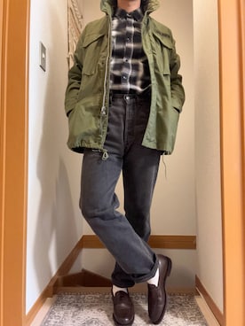 「アイテム（ミリタリージャケット）」を使った、tjさん（メンズ・168cm）の秋コーディネート
