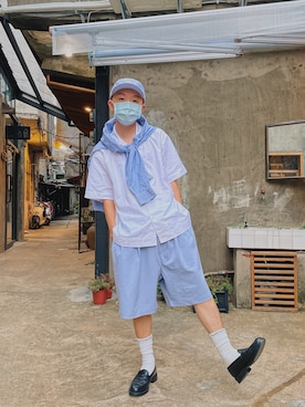 「plain-me（プレインミー）のアイテム（カーゴパンツ）」を使った、 Raphaelさん（メンズ・166cm）の夏コーディネート
