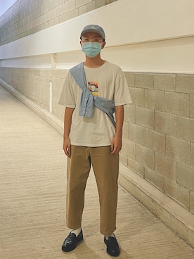 「plain-me（プレインミー）のアイテム（Tシャツ/カットソー）」を使った、 Raphaelさん（メンズ・166cm）の夏コーディネート