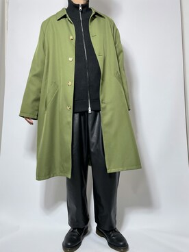 「kutir（クティール）のアイテム（ステンカラーコート）」を使った、ましろ@放射線技師さん（メンズ・175cm）の秋コーディネート