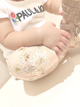 「PAUL&JOE（ポールアンドジョー）のアイテム（Tシャツ/カットソー）」を使った、0rinさん（キッズ・70cm）の秋コーディネート