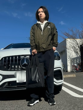 「AIGLE（エーグル）のアイテム（バッグ）」を使った、Jun Geekさん（メンズ・174cm）の冬コーディネート