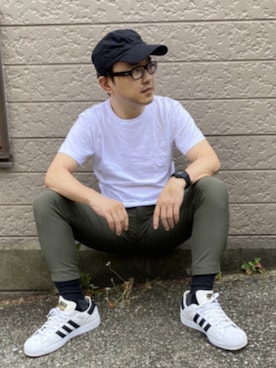 「アイテム（デジタル腕時計）」を使った、Jun Geekさん（メンズ・174cm）の夏コーディネート