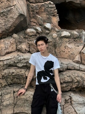 「アイテム（カーゴパンツ）」を使った、Shomaさん（メンズ・183cm）の夏コーディネート
