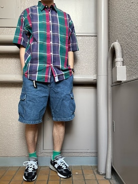 「デニムショートパンツ」｜Uskさん（メンズ・175cm）の夏コーディネート